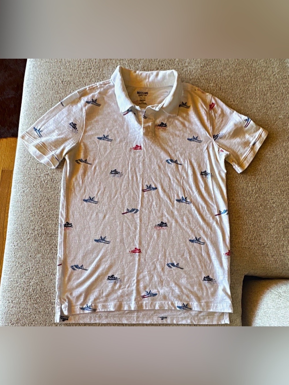 Mossimo Supply Co. Polo with Red and Navy Boat Embroidery Medium